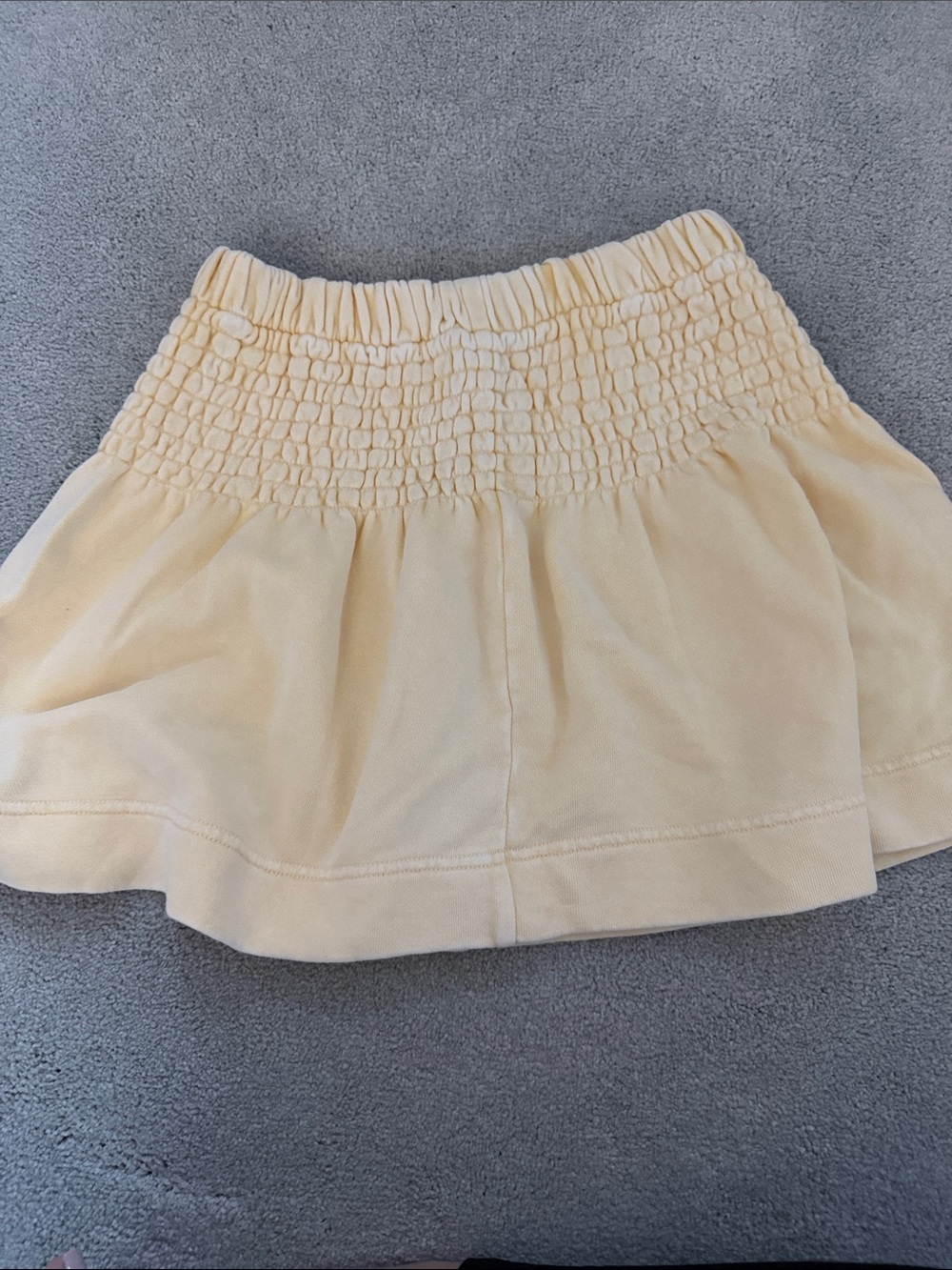 aerie Cream Smocked Waist Circle Skater Mini Skirt